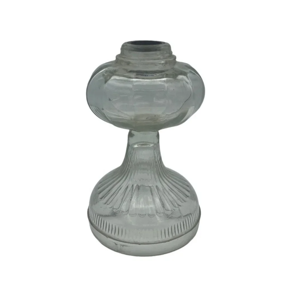 Vintage Clear Pressed Glass KErosene Lamp Base 8.25 Inch Tall